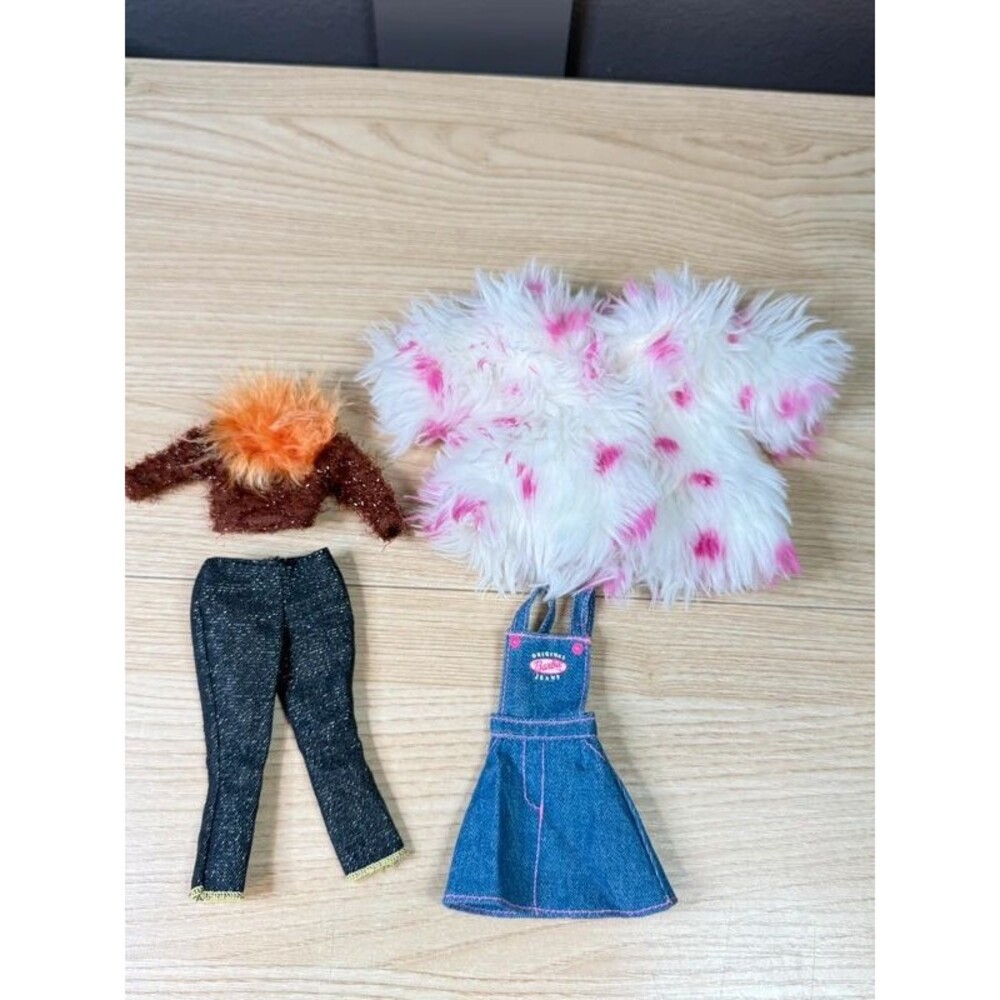 Vintage Barbie Clothing Lot y2k Fuzzy Jacket Sparkle Jeans